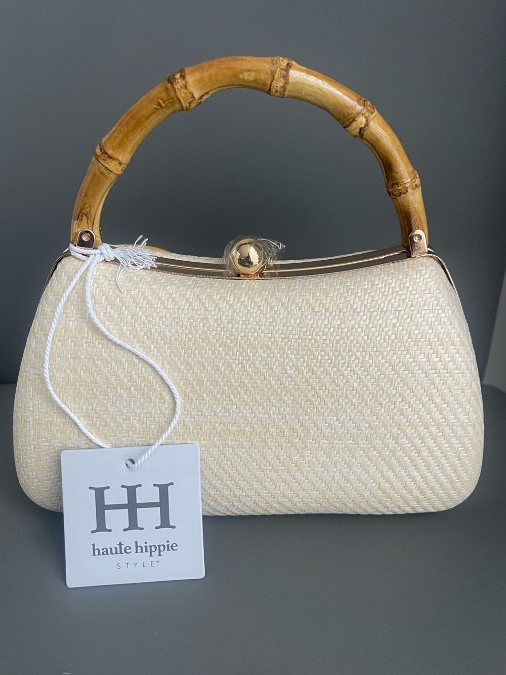 Haute Hippie Beaded Viral Fruit Clutch With Bamboo Handle Purse - Picture 3 of 8